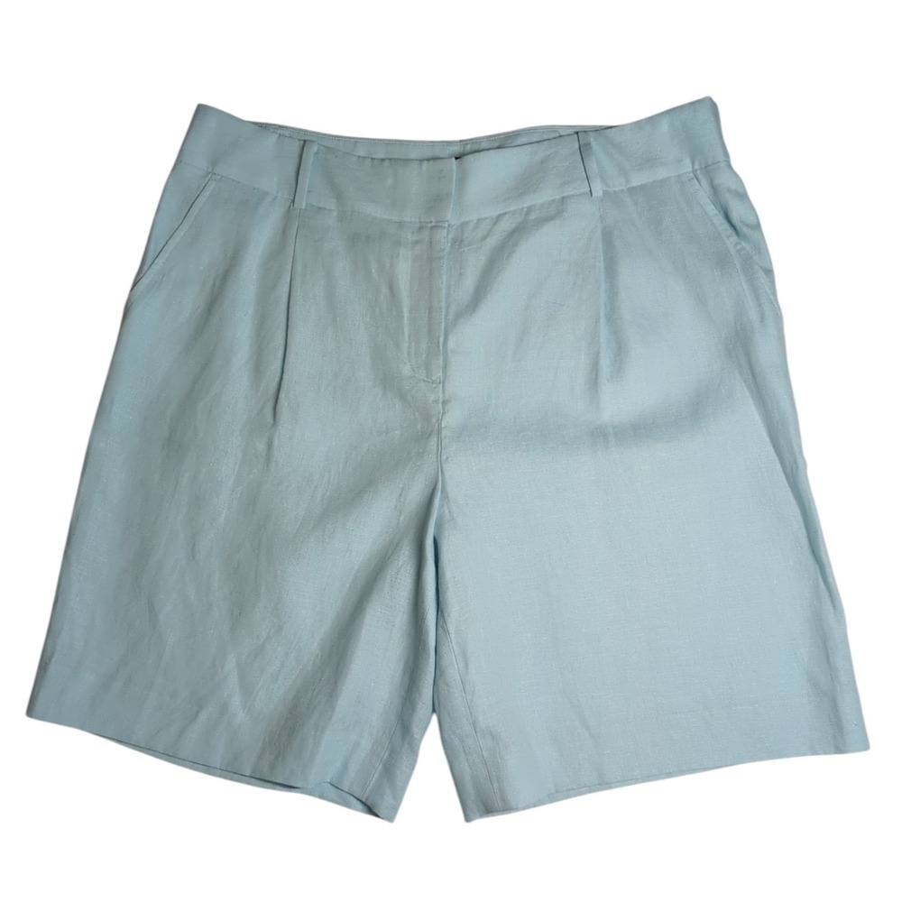 Talbots Linen Shorts Womens 14 NEW Pleated Bermuda High Rise 57669359